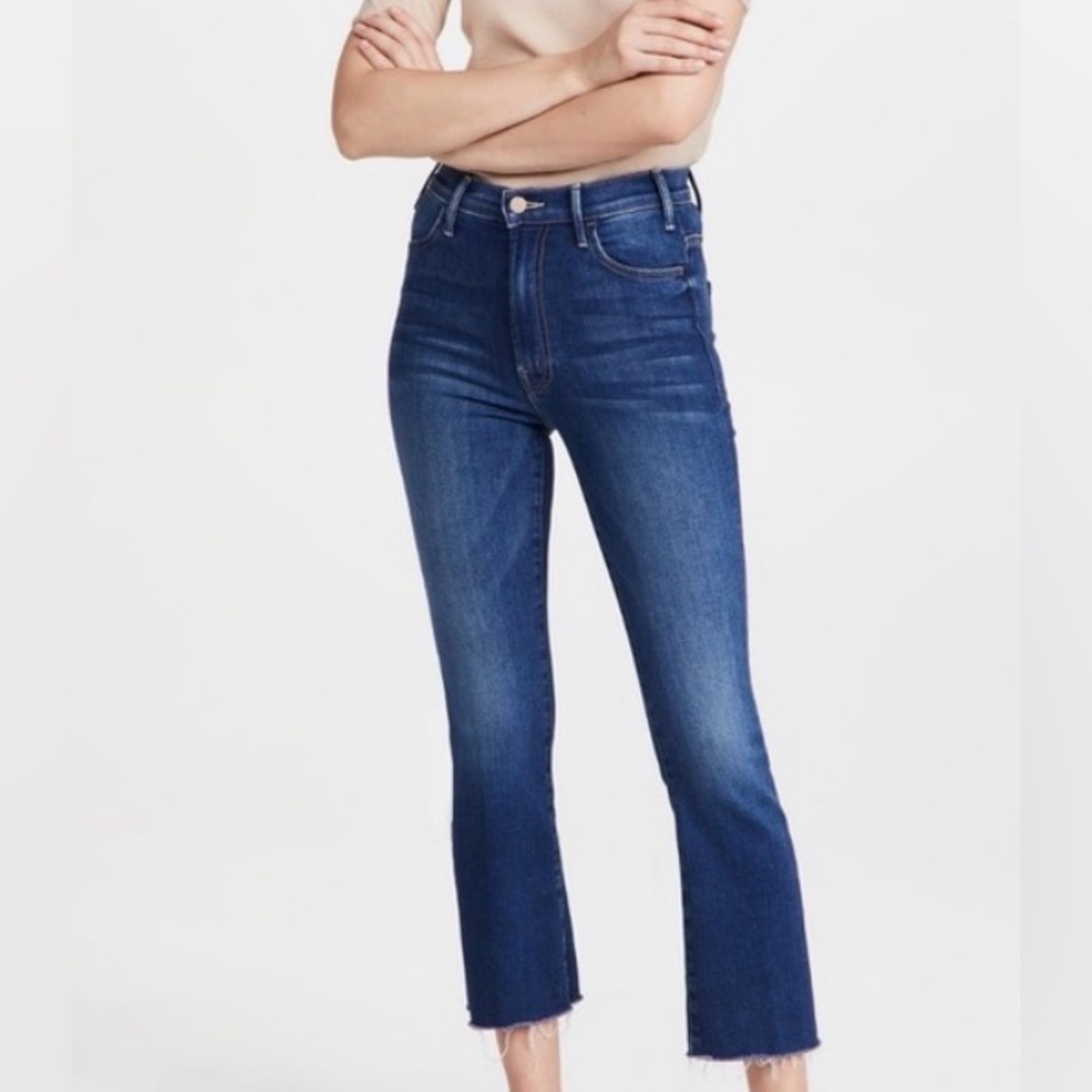 MOTHER Hustler Ankle Fray Raw Hem Jeans dark wash denim size 26